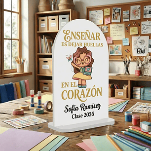 Gálbano Arco  13×9cm Con Base Acrílico - Personalizable