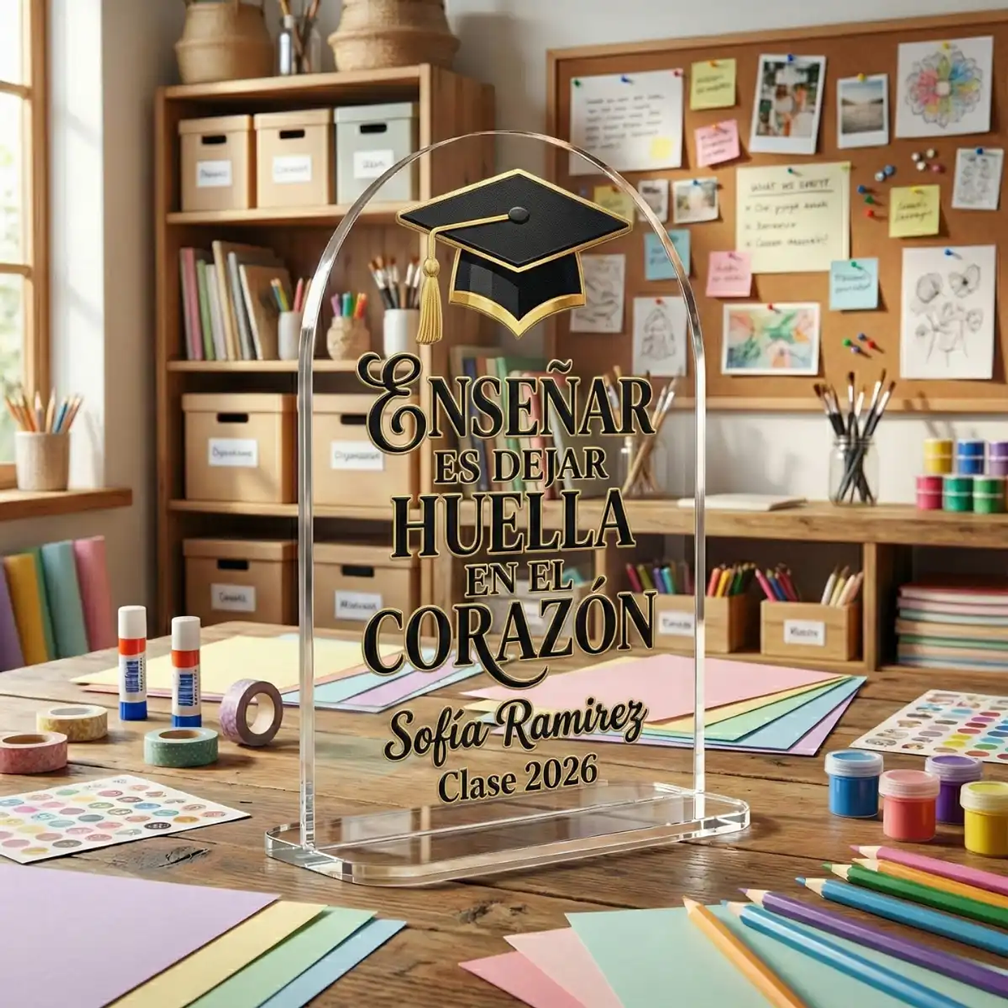 Gálbano Arco  13×9cm Con Base Acrílico - Personalizable 3