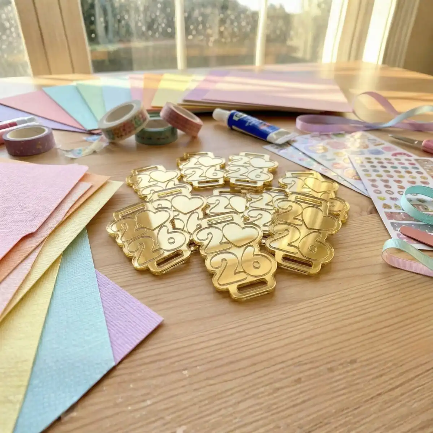 Dije pasa Elástico 2026 Acrílico Espejado - Decorativo Agendas 2