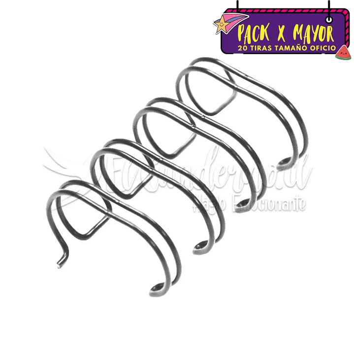 POR MAYOR: Espiral 19mm (3/4) Paquete de 20 Tiras OFICIO - Color a Elección 3