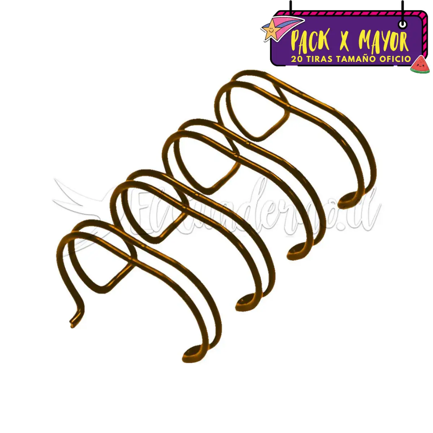 POR MAYOR: Espiral 19mm (3/4) Paquete de 20 Tiras OFICIO - Color a Elección 5