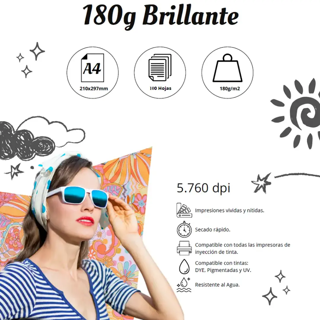 Papel Fotográfico Brillante A4 180gr / 100 hojas 1