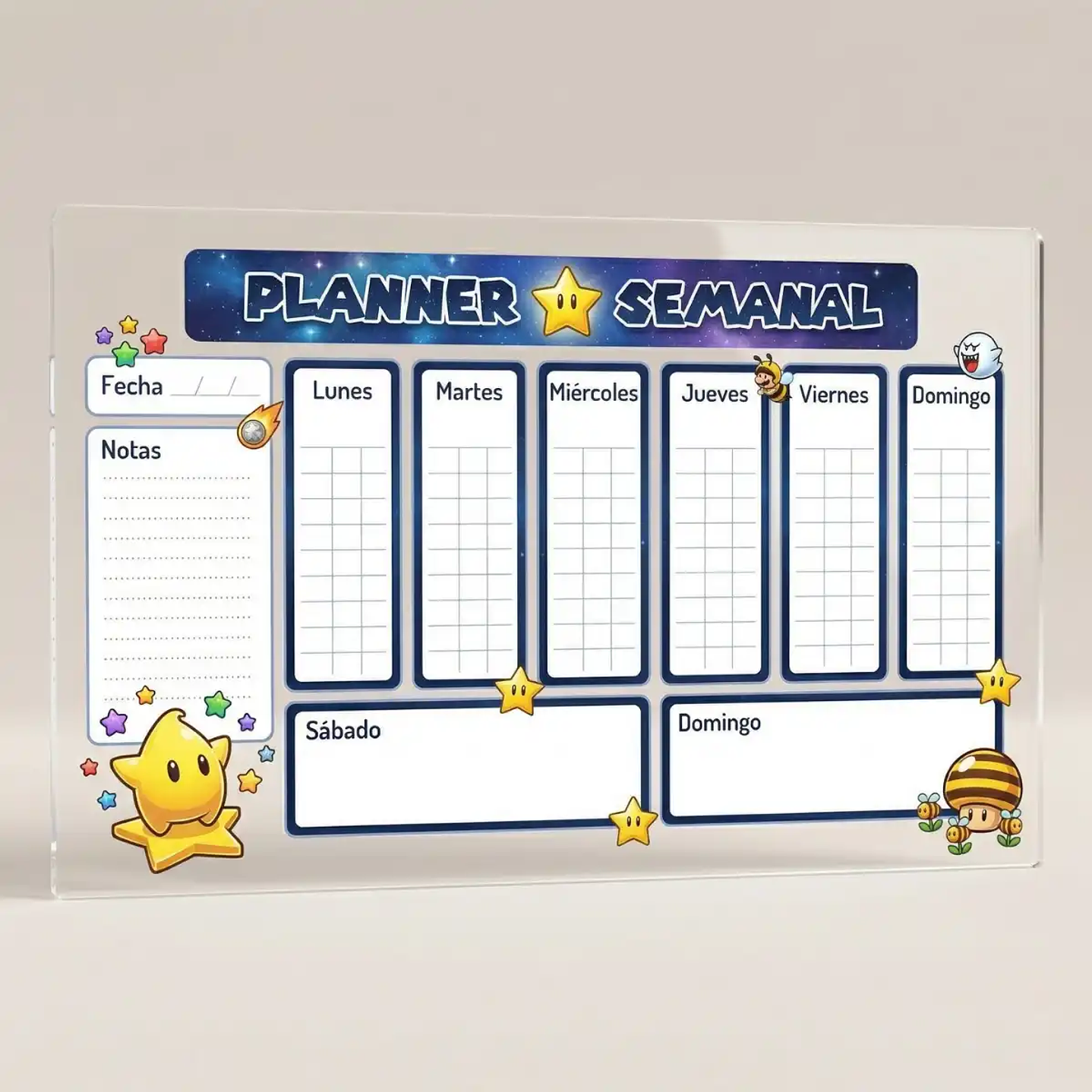 Plancha Acrílico 14x21cm 3mm para Planner Board o Pizarras (A5) 2