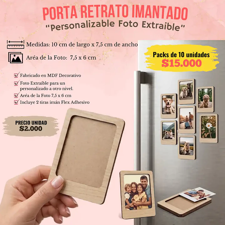 Porta Foto Imantado - Personalizable Foto Extraíble 7.5cm x 10 cm 1