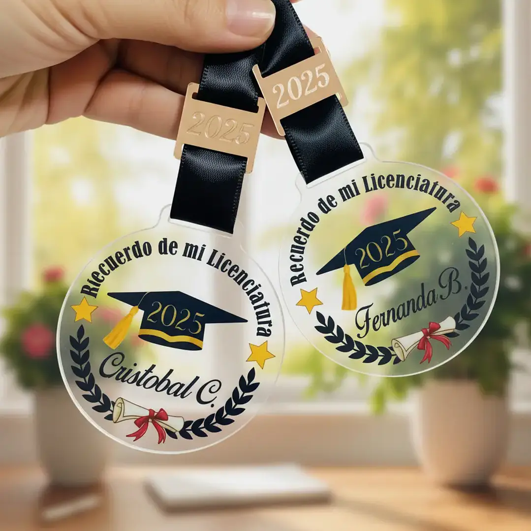 Pack 50 Medallas Acrílico Transparente 6,5cm Personalizable - Envío Gratis 3