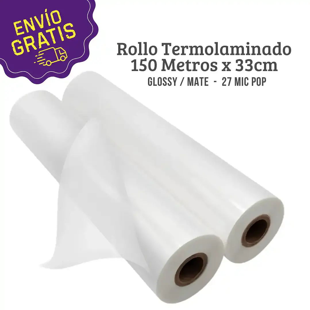 Rollo Termolaminado 33cm x 150 Metros 27 Mic POP - GLOSSY / MATE -  Envío Gratis 1