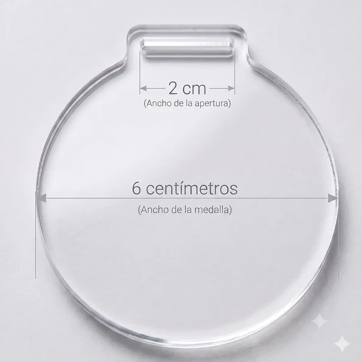Medalla 6cm Acrílico Transparente - Personalizable 1