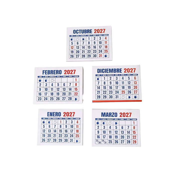 Mini Calendario 2027 – Pack 100 Unidades 7x5,5 Cm 2