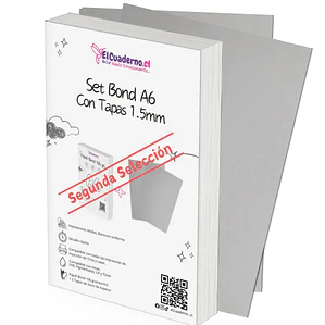Set Bond A6 con Tapas / Segunda Selección (100 hojas + 2 Tapas)