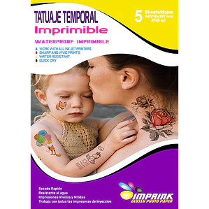 Tatuaje Temporal Imprimible Transparente A4/5 Hojas