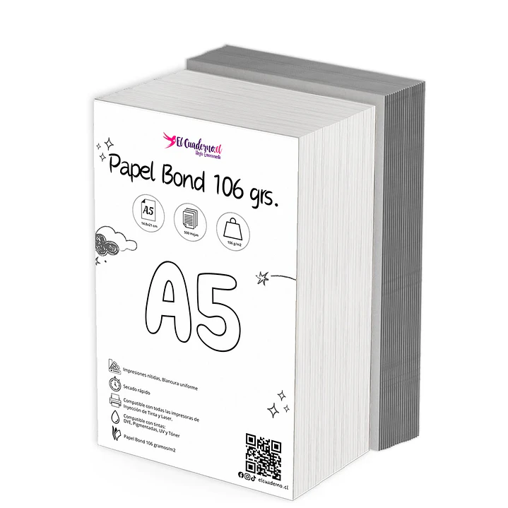 Pack Bond A5 Mil hojas 106grs + 20 Tapas Cartón Piedra 1.5mm – Pack por Mayor 2