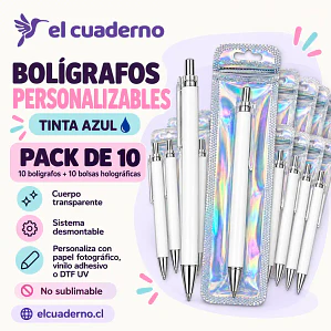 Bolígrafos Personalizables Tinta Azul + Bolsas Holográficas