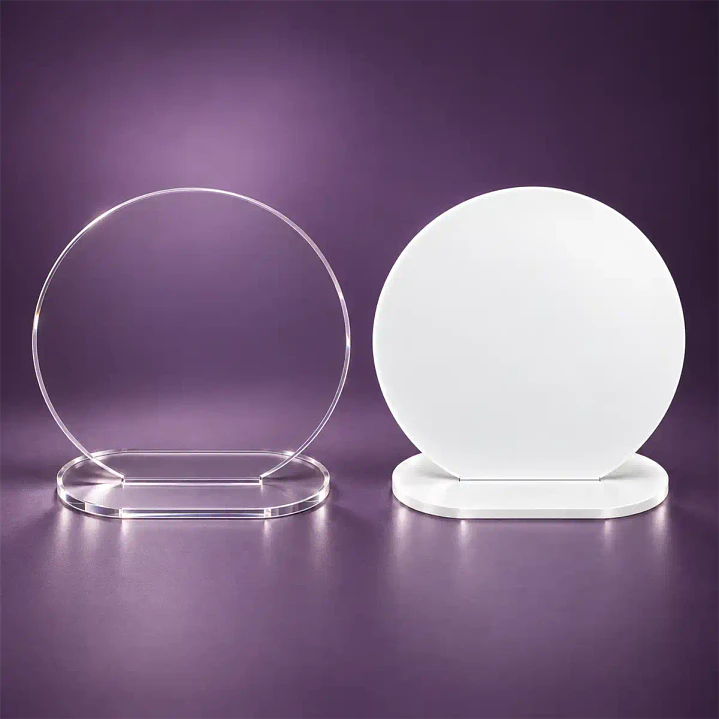 Galvano Redondo 10×10 cm con soporte - Personalizable | BANCO SOLIDO O TRANSPARENTE 1