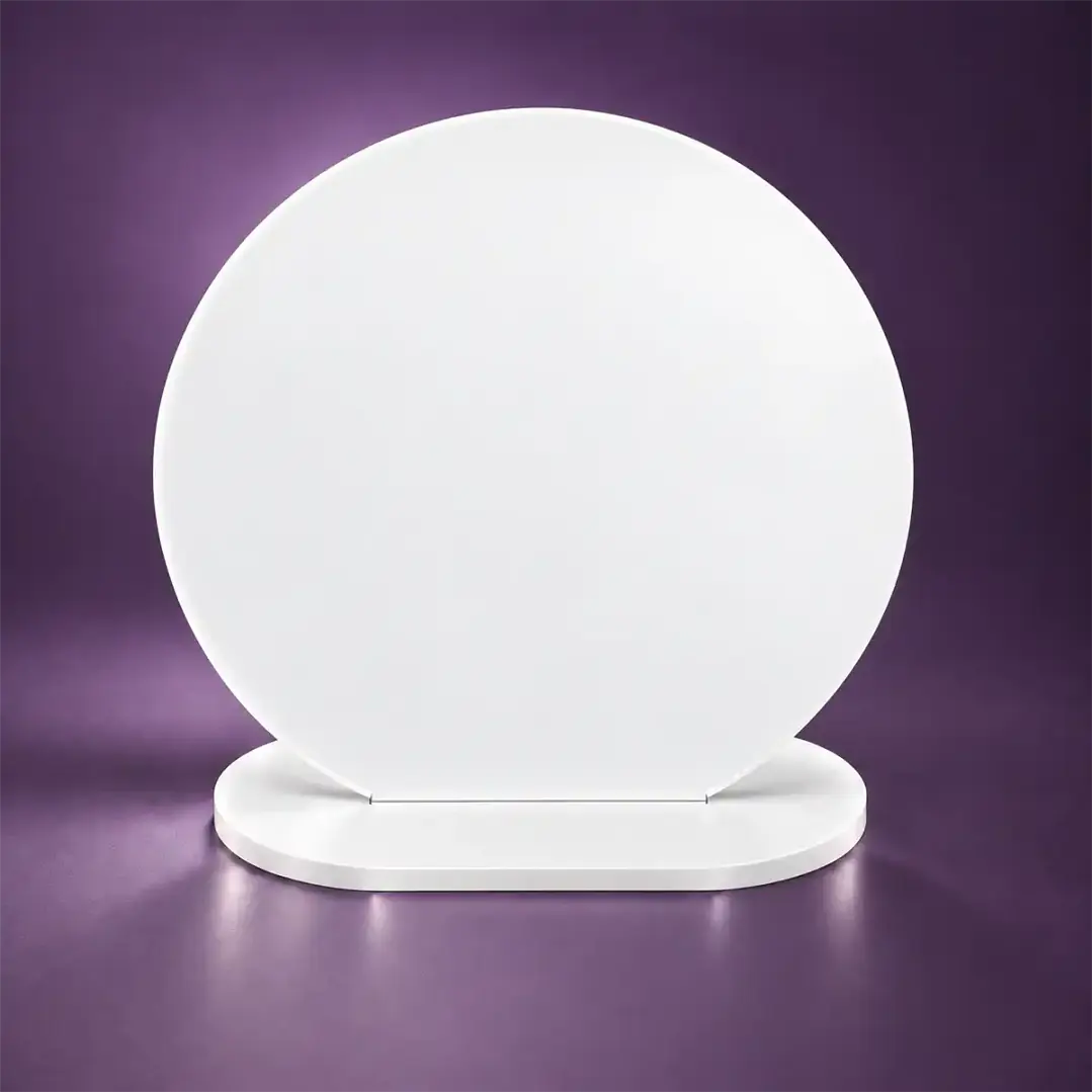 Galvano Redondo 10×10 cm con soporte - Personalizable | BANCO SOLIDO O TRANSPARENTE 3