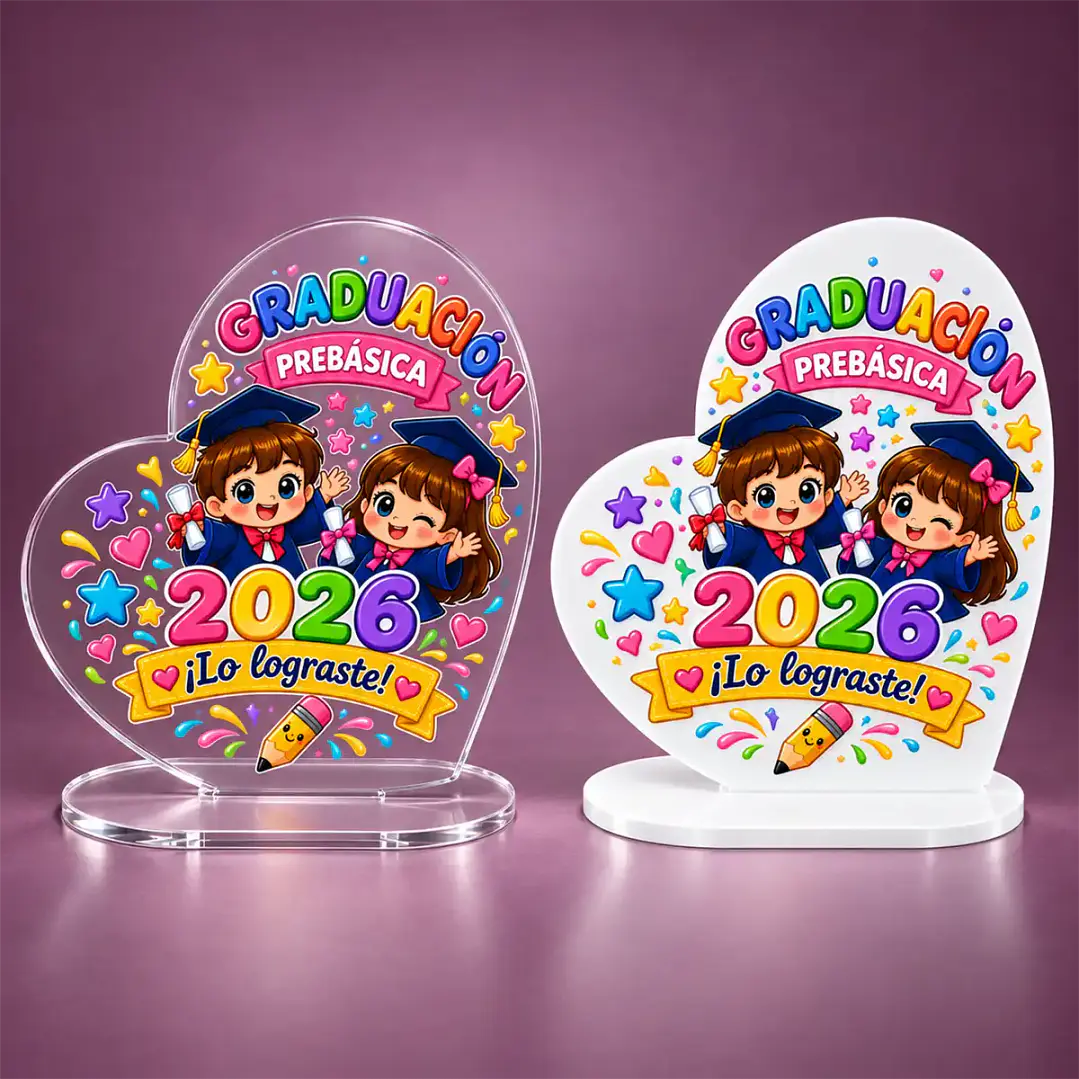 Galvano Corazón con Base - Personalizable | BANCO SOLIDO O TRANSPARENTE 2