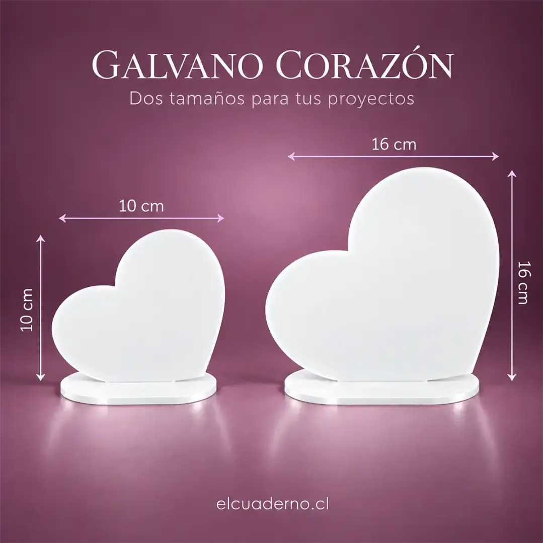 Galvano Corazón con Base - Personalizable | BANCO SOLIDO O TRANSPARENTE 1