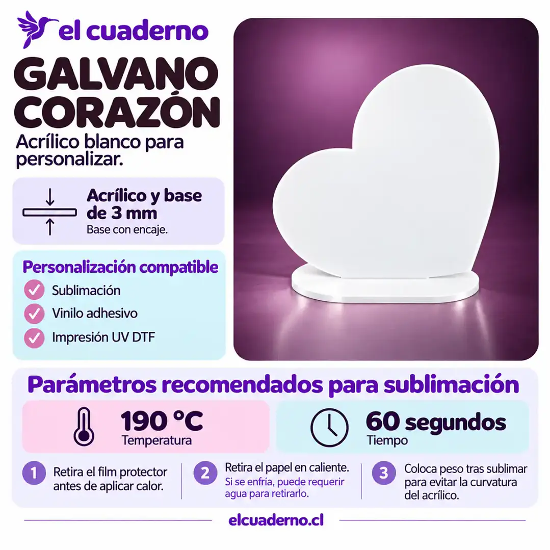 Galvano Corazón con Base - Personalizable | BANCO SOLIDO O TRANSPARENTE 5