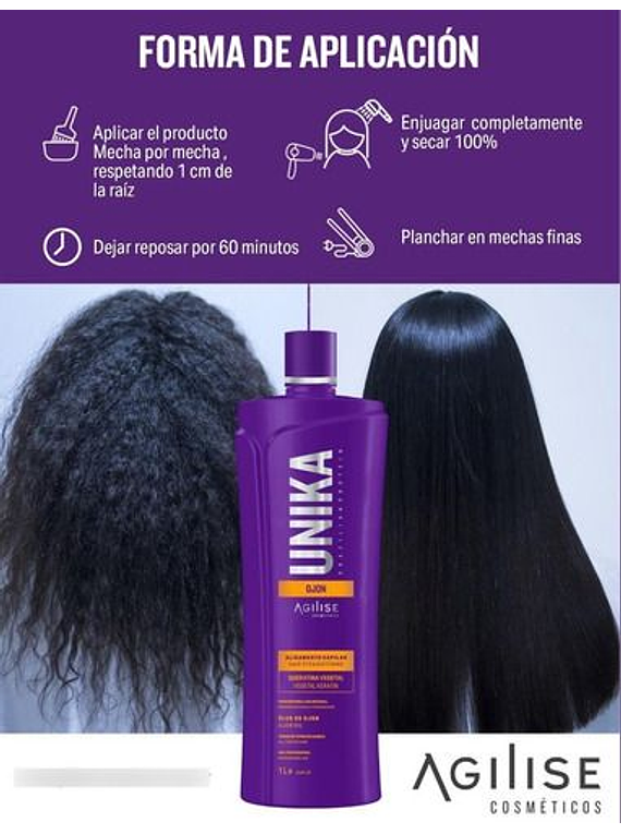 Kit de Alisado Vegano Unika Kalistta / Shampoo - Mascara - Alisante capilar