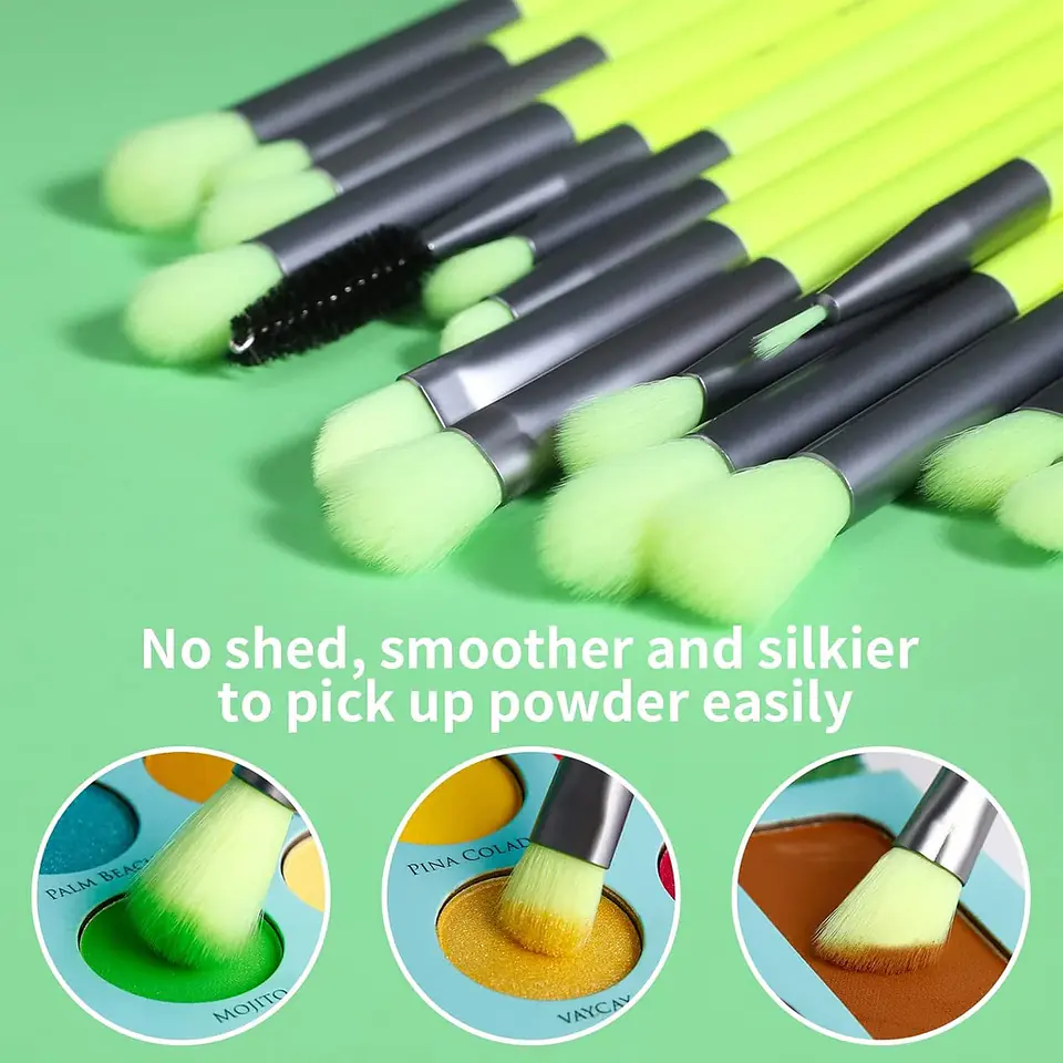 Neon Green 15 Pieces Eye Brush Set 3