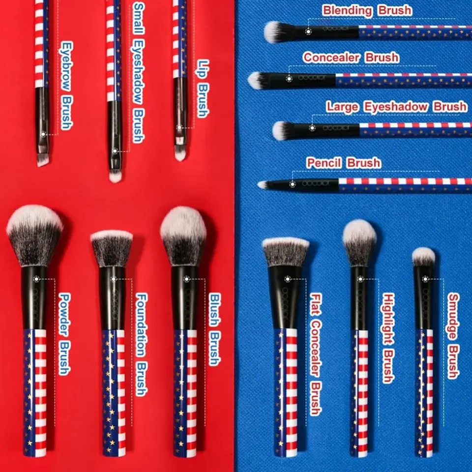 Stars & Stripes Makeup Brush Set 13 PC  2