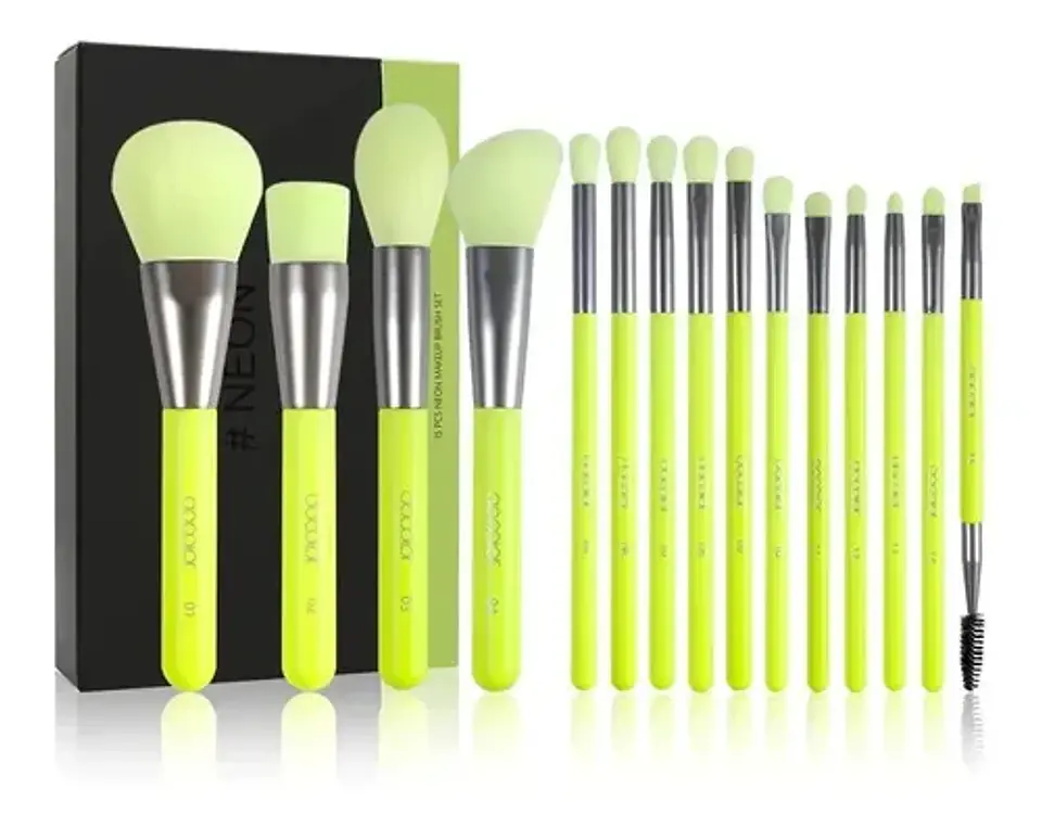 Neon Green – 15 Pieces Makeup Brush Set 4
