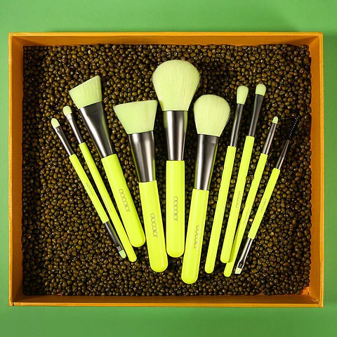 Neon Green – 10 Pieces Makeup Brush Set