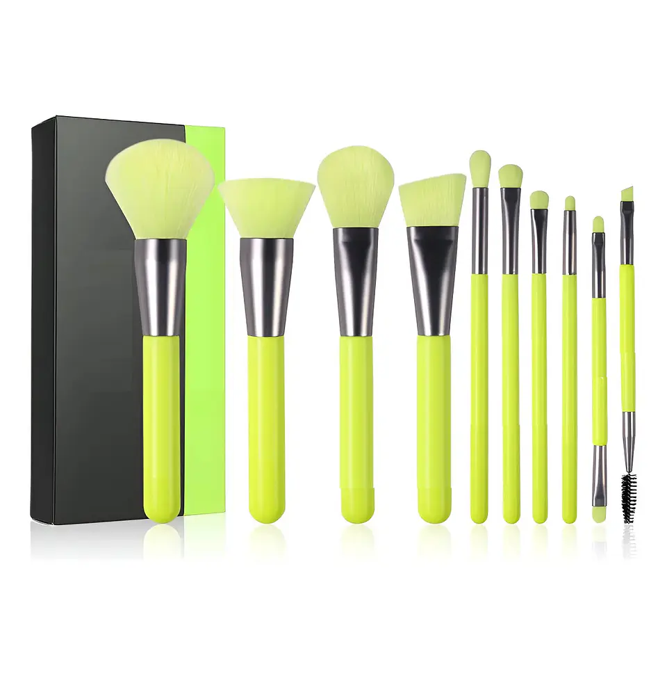 Neon Green – 10 Pieces Makeup Brush Set 3