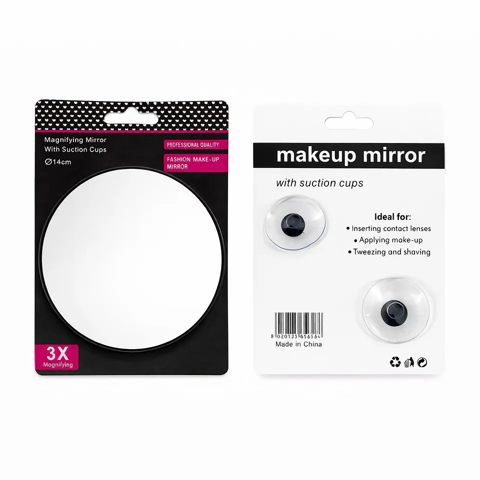 Espejo de Maquillaje con Aumento y Ventosas – 14 cm 1