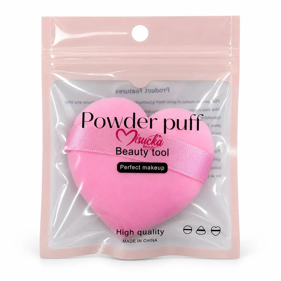 Borla para Polvos Misucka Beauty – Corazón Rosado 2