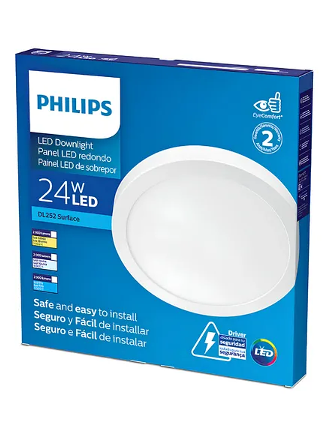 FOCO PANEL LED 24W 4000K SOBREPONER REDONDO DL252 G2 PHILIPS 1