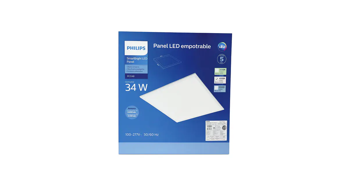 Panel Led Rc048 34w 4000k 4260lm 605x605mm Philips
