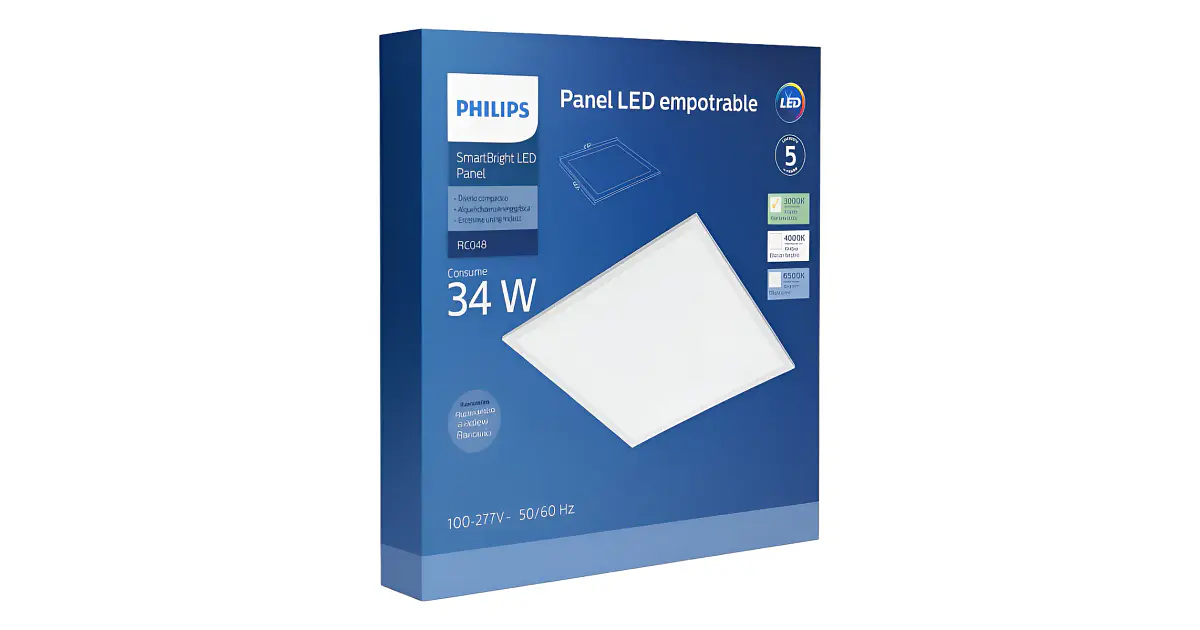 Panel Led Rc048 34w 3000k 4100lm 605x605mm Philips