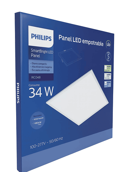 Panel Led Rc048 34w 6500k 4260lm 605x605mm Philips 1