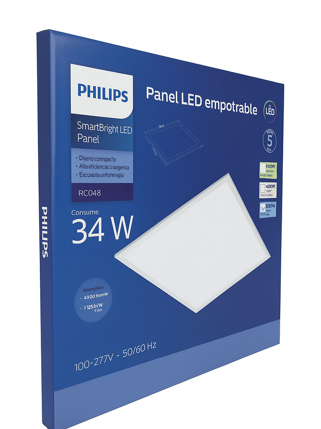 Panel Led Rc048 34w 6500k 4260lm 605x605mm Philips 1