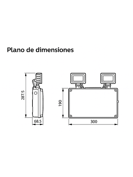 LAMPARA DE EMERGENCIA PHILIPS LUZ FRÍA TWIN SPOT IP65 9W 2
