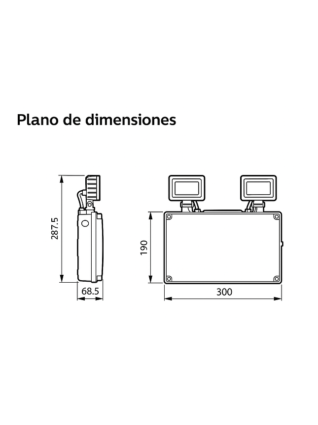 LAMPARA DE EMERGENCIA PHILIPS LUZ FRÍA TWIN SPOT IP65 9W 2