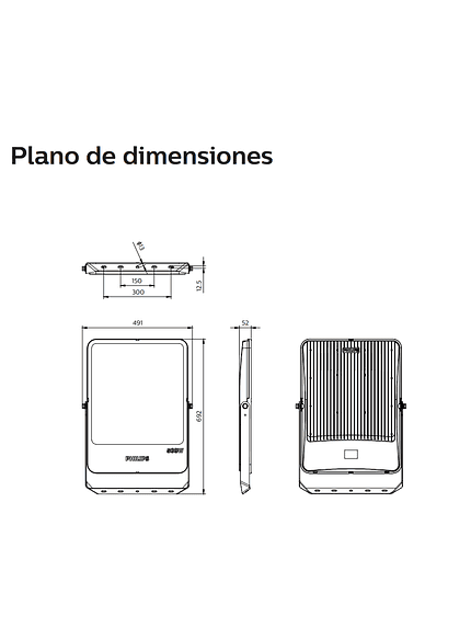 Proyector Led Bvp233 Led600/cw Psu 500w 120-277v Swb Philips 2