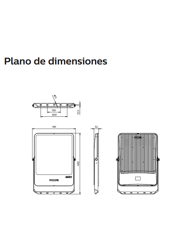 Proyector Led Bvp233 Led600/cw Psu 500w 120-277v Swb Philips 2