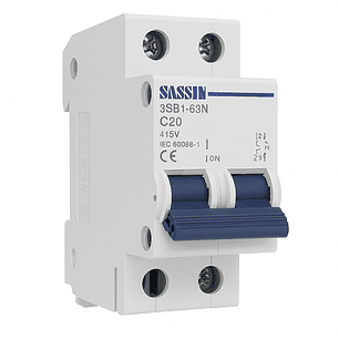 Interruptor Automático Riel Din 2X20A 6Ka Curva C Sassin