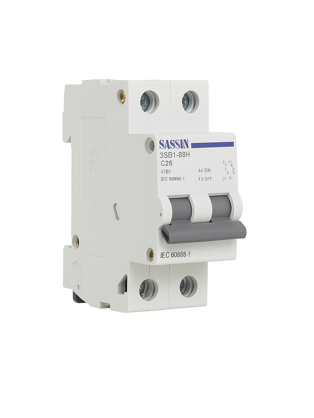 Interruptor Automático Riel Din 2X20A 10Ka Curva C Sassin 1