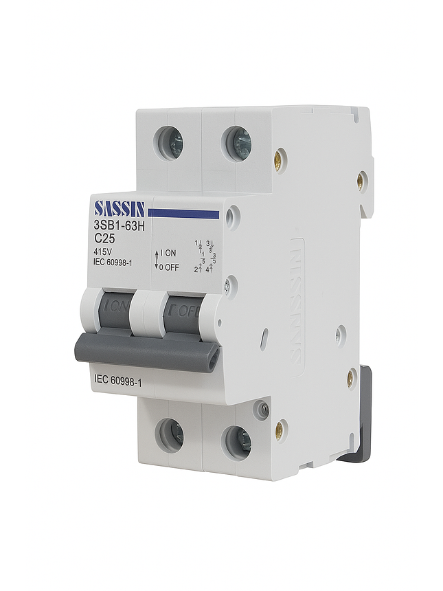 Interruptor Automático Riel Din 2X20A 10Ka Curva C Sassin 2