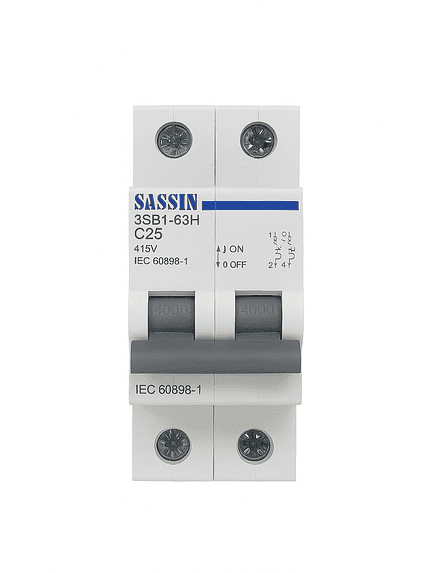 Interruptor Automático Riel Din 2X20A 10Ka Curva C Sassin 3