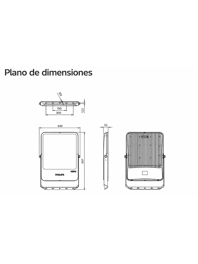 PROYECTOR LED PHILIPS 48000LM LUZ FRIA 400W  2