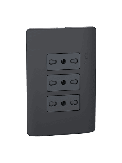 Tomacorriente Triple Bipasso Genesis Negro 4x2 10/16A 1