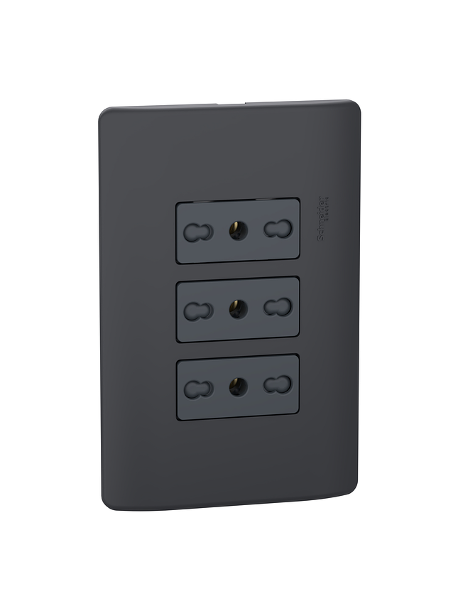 Tomacorriente Triple Bipasso Genesis Negro 4x2 10/16A 1