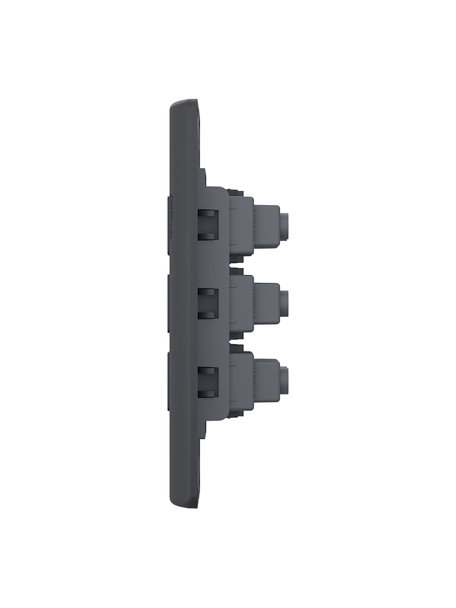 Tomacorriente Triple Bipasso Genesis Negro 4x2 10/16A 2