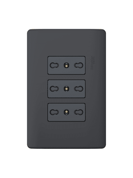 Tomacorriente Triple Bipasso Genesis Negro 4x2 10/16A 5