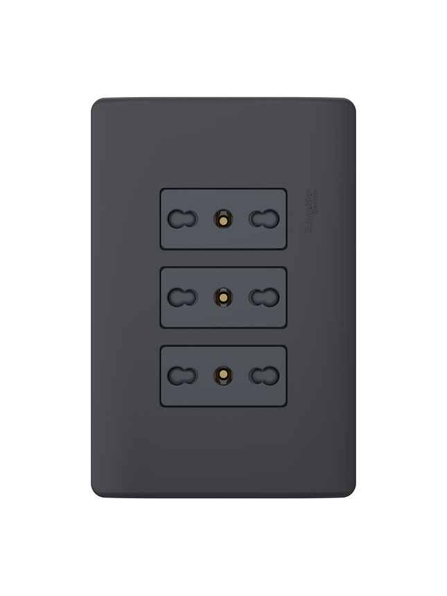 Tomacorriente Triple Bipasso Genesis Negro 4x2 10/16A 5