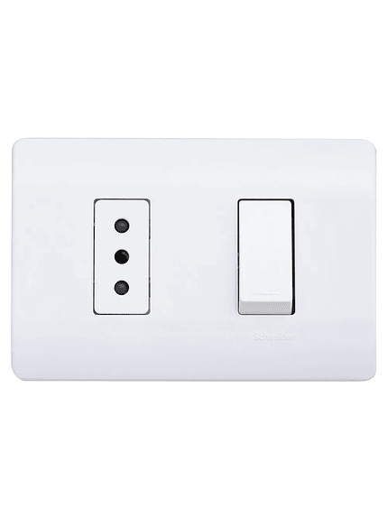 Enchufe 2P+T 10A + Interruptor 9/12 Genesis Blanco Schneider 1
