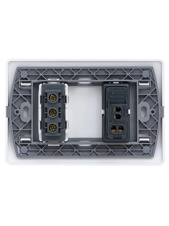 Enchufe 2P+T 10A + Interruptor 9/12 Genesis Blanco Schneider 2